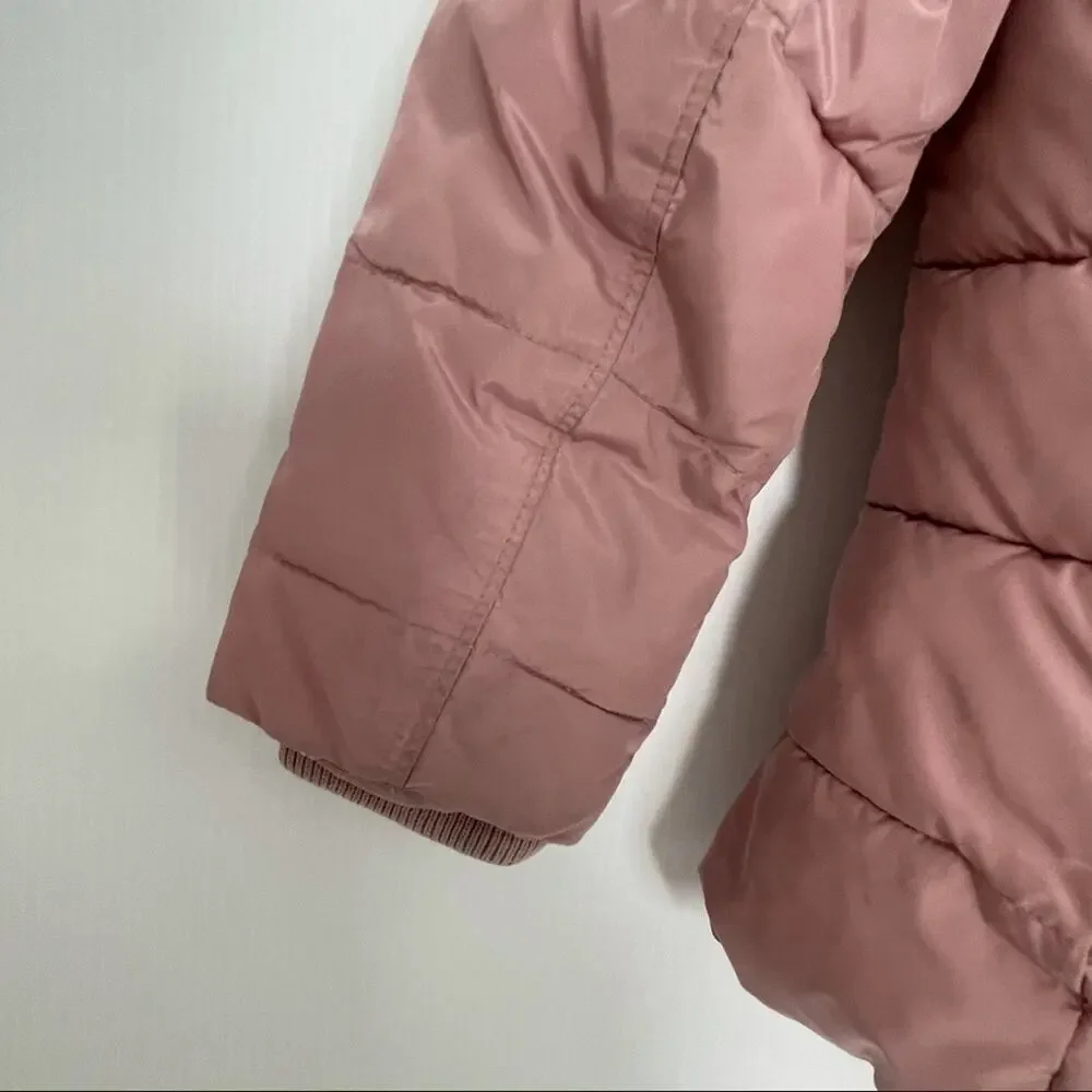 Gap Kids girls blush pink asymmetrical zip quilted puffer jacket